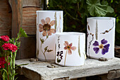 Lanterns decorated with dried flowers