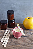 Quince cream (wind and weather cream) in a pink pot