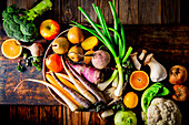 Seasonal winter vegetables and fruit