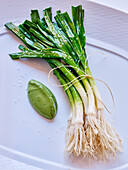Spring onions with soy cream