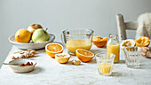 Freshly squeezed orange juice with ginger paste