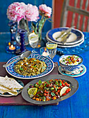 Persian aubergine and yogurt (maast-o-bademjan) and Shirazi salad