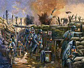 Soldiers fighting during the First World War, illustration