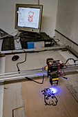 Laser wood printing of a cartoon character