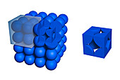 Simple cubic crystal lattice structure, illustration