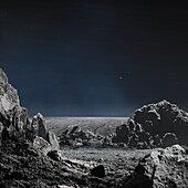 Exoplanet moon landscape, composite image
