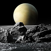 Exoplanet from rocky moon, composite image