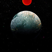 Exoplanet and red dwarf star, composite image