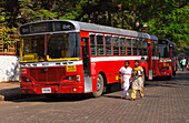 Red buses in Mumbai