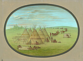 A Little Sioux Village, 19th century painting