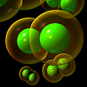 Chlorine molecules, illustration