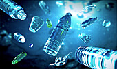 Plastic pollution in the ocean, illustration