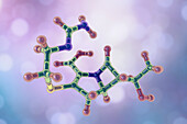 Imipenem antibiotic drug, molecular model