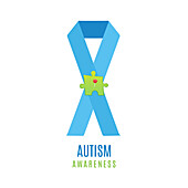 Autism awareness ribbon, conceptual illustration