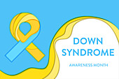 Down syndrome awareness ribbon, conceptual illustration