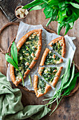 Wild garlic pide with feta cheese