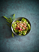 Blattsalat mit Kräuter-Tempeh und Rettich