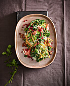 Kale salad with grapefruit and pomegranate seeds
