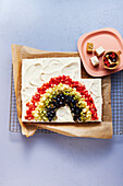 Fruit rainbow sheet cake