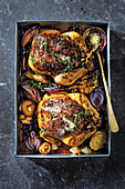 Mushroom-stuffed roast chicken
