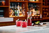 Fruit cocktails on the bar