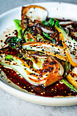 Asian pak choi from the pan