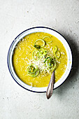 Quick potato-leek soup with Parmesan cheese