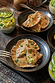 Tyrolean Schlutzkrapfen, trout cream with apple tartar