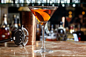 Manhattan cocktail on top of the bar