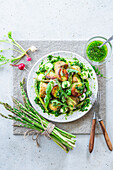 Asparagus potato salad with wild garlic pesto