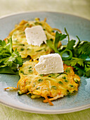 Cheese and vegetable fritters with goat cheese