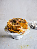 Sweet buckwheat pancake tart with pumpkin cream