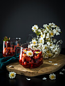 Strawberry compote with flowers