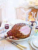 Easy slow-baked ham with maple glaze