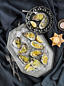 Grilled oysters with fennel and lemon butter