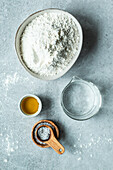 Ingredients for tarte flambée dough