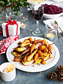 Sticky roasted parsnips, Chantenay carrots and apples