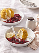 Fried ice cream with sour cherries