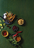 Spice variety - Smoked paprika, Sumac, Dukkha, Sumac, Chilli flakes, Bouquet grarni