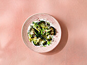 Roasted broccoli with spring onion and yogurt