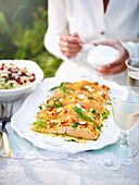 Salmon with herbs and almond flakes