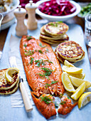 Dill and sugar-cured roast salmon