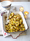 Squashed baby potatoes with rosemary