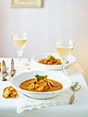 Fish soup with roasted garlic and saffron
