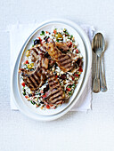 Wild rice salad with grilled lamb