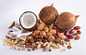 Various nuts on a light background