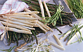 Green, white and wild asparagus