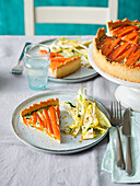 Carrot quiche with chicory salad