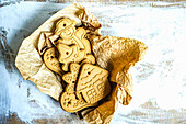 Christmas cookies on rustic background