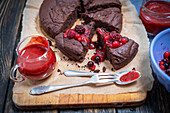 Brownie with berry sauce